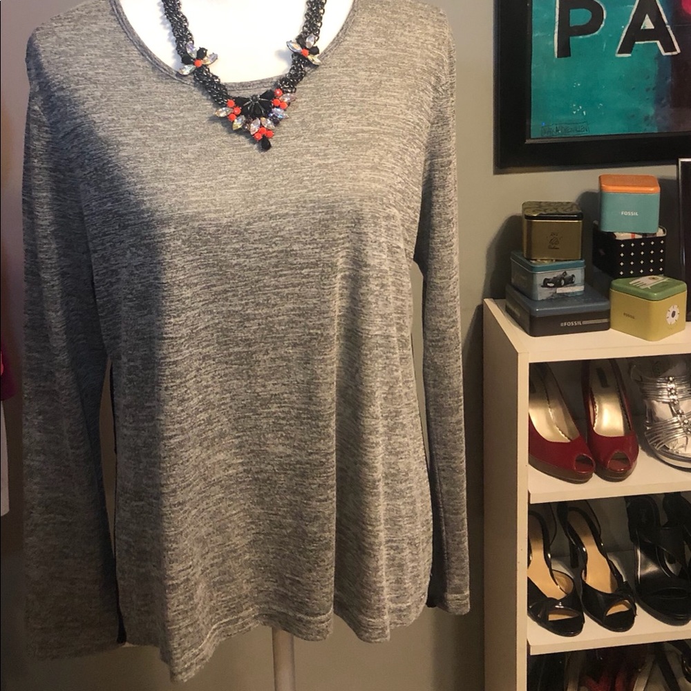 🎉 FDJ Brand High-Lo Top in Gray w/black Sheer Ba